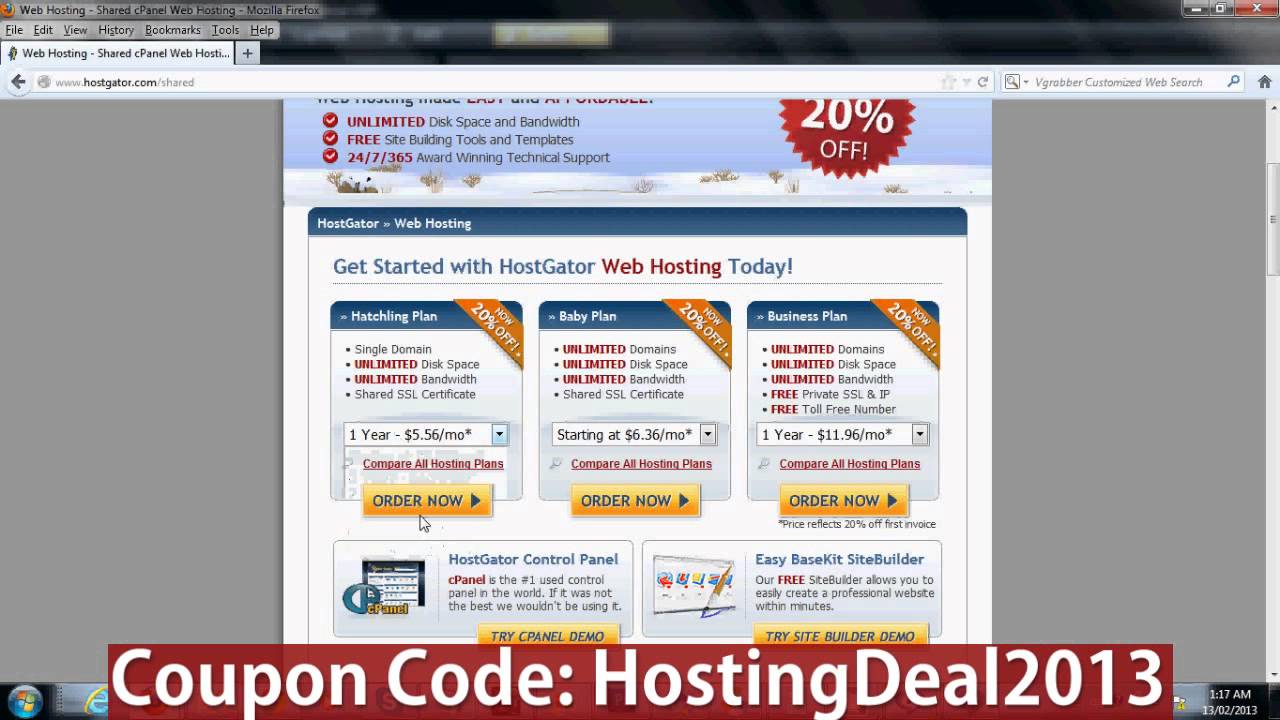 hostgator coupon code